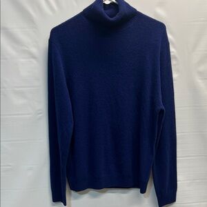 QT Cashmere Blue Turtleneck Sweater 100% Cashmere Size Medium